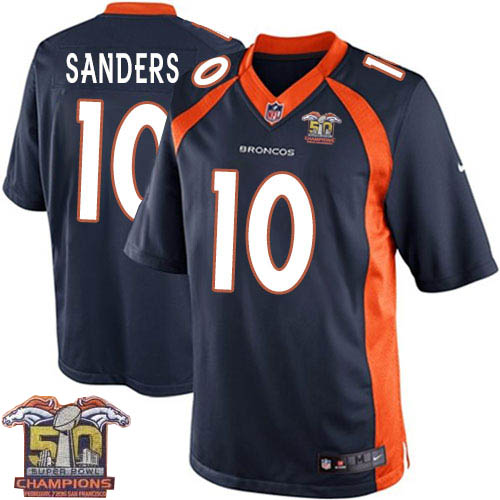 Youth Elite Emmanuel Sanders Super Bowl 50 Champions Nike Jersey Navy Blue Alternate - #10 NFL Denver Broncos